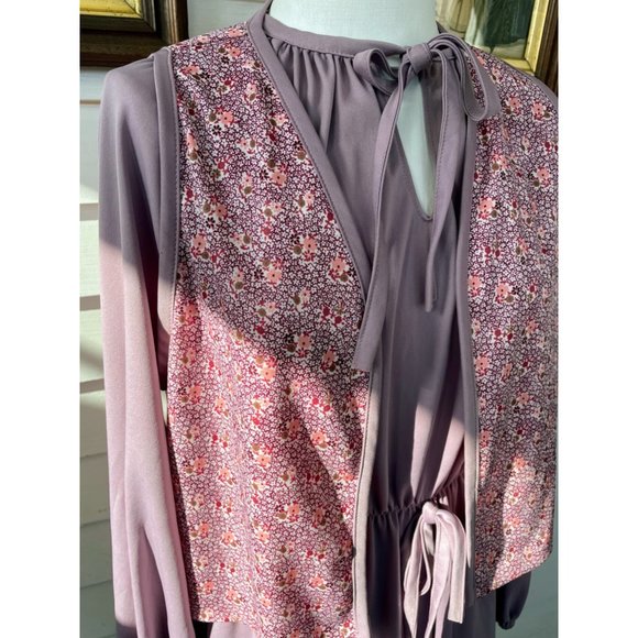 Vintage 1970s Sears Dress with Vest Mauve Poly knit Size 18 - Picture 11 of 16